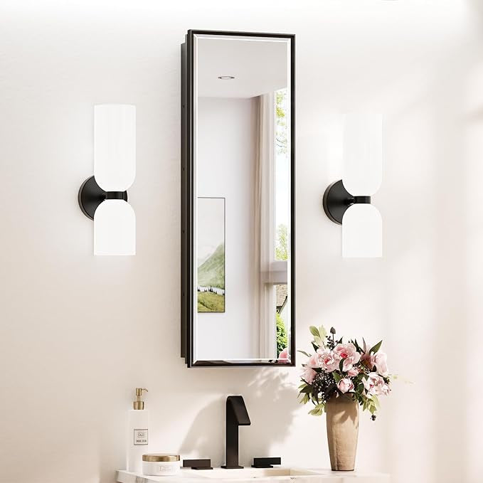 Wall Mounted Medicine Cabinet with Mirror – Aluminum Alloy Framed Bathroom Storage Cabinet with Beveled Mirrored Door, Modern Design for Vanity, Organized and Space-Saving Solution