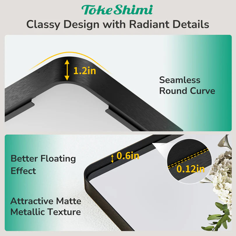 Bathroom Vanity Mirror – HD Tempered Glass Wall Mirror with Aluminum Frame, Horizontal or Vertical Mount, Modern Over Sink Mirror for Bathroom, Entryway, or Bedroom