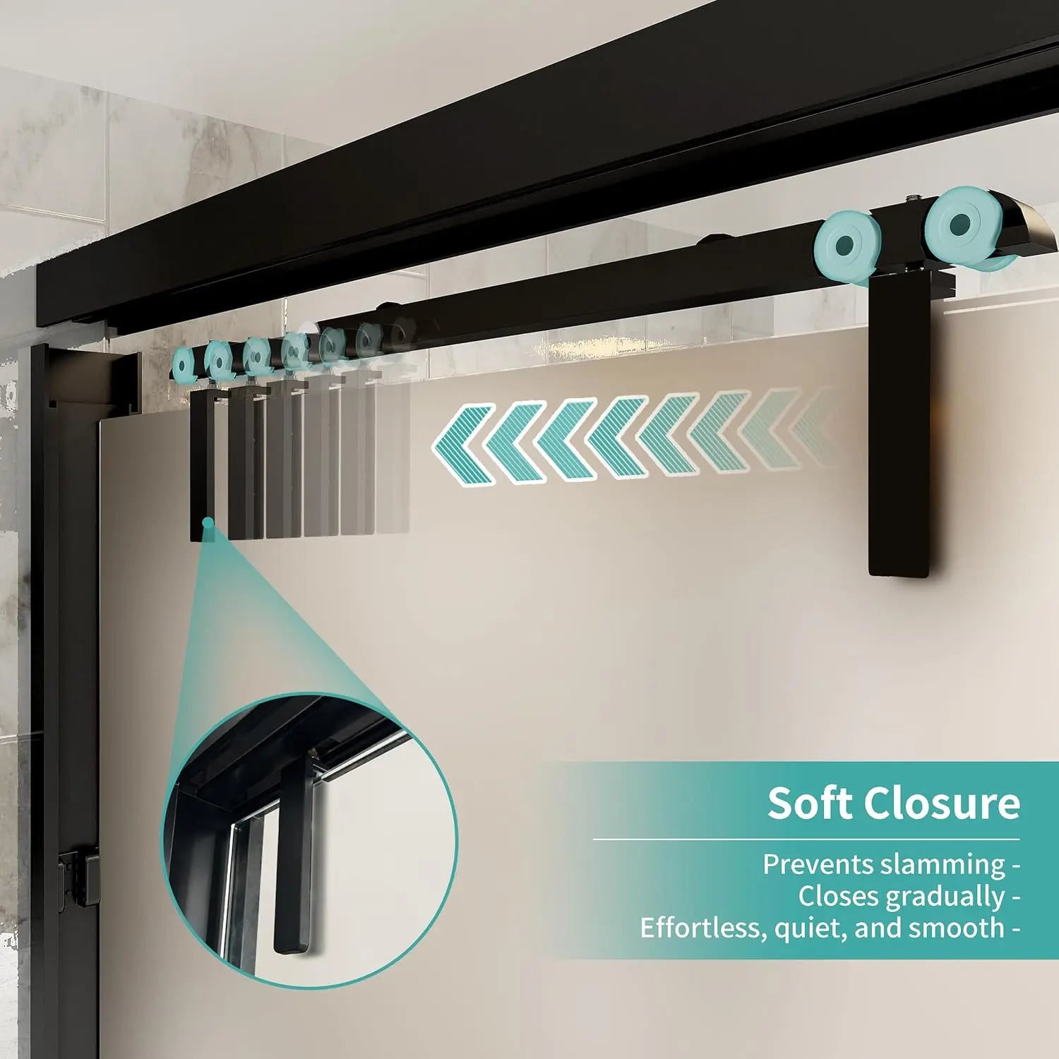 Double Sliding Semi-Frameless Glass Shower Door – Modern Bathroom Entry with Smooth Rollers, Clear Tempered Glass Panels, Reversible Design, Space-Saving and Easy to Install