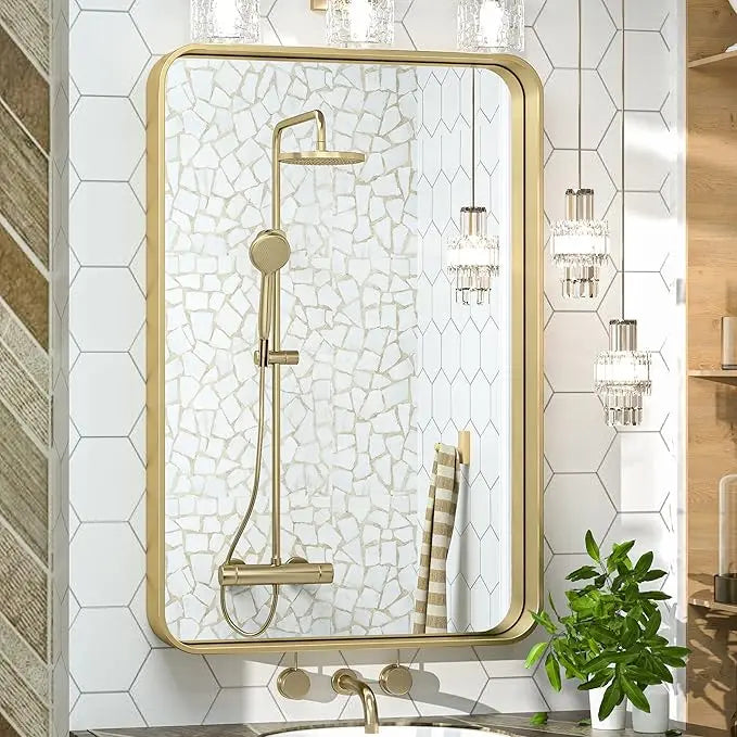 Bathroom Vanity Mirror – HD Tempered Glass Wall Mirror with Aluminum Frame, Horizontal or Vertical Mount, Modern Over Sink Mirror for Bathroom, Entryway, or Bedroom