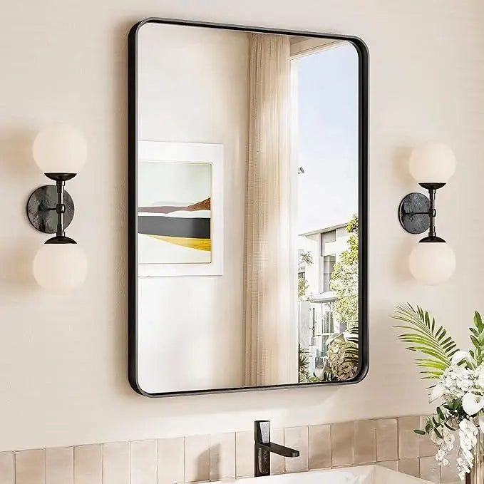 Bathroom Vanity Mirror – HD Tempered Glass Wall Mirror with Aluminum Frame, Horizontal or Vertical Mount, Modern Over Sink Mirror for Bathroom, Entryway, or Bedroom