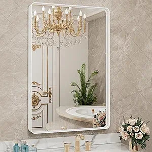 Bathroom Vanity Mirror – HD Tempered Glass Wall Mirror with Aluminum Frame, Horizontal or Vertical Mount, Modern Over Sink Mirror for Bathroom, Entryway, or Bedroom