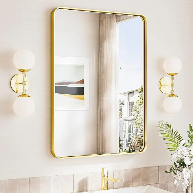 Bathroom Vanity Mirror – HD Tempered Glass Wall Mirror with Aluminum Frame, Horizontal or Vertical Mount, Modern Over Sink Mirror for Bathroom, Entryway, or Bedroom