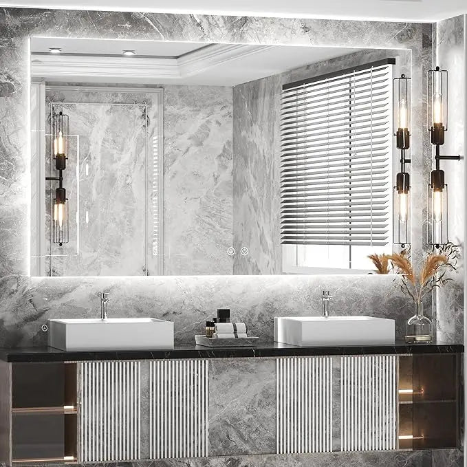 LED Backlit Bathroom Vanity Mirror with Lights – Dimmable, Anti-Fog, CRI90+, IP54 Waterproof, Wall Mounted Vanity Mirror with Touch Control, Horizontal or Vertical Installation
