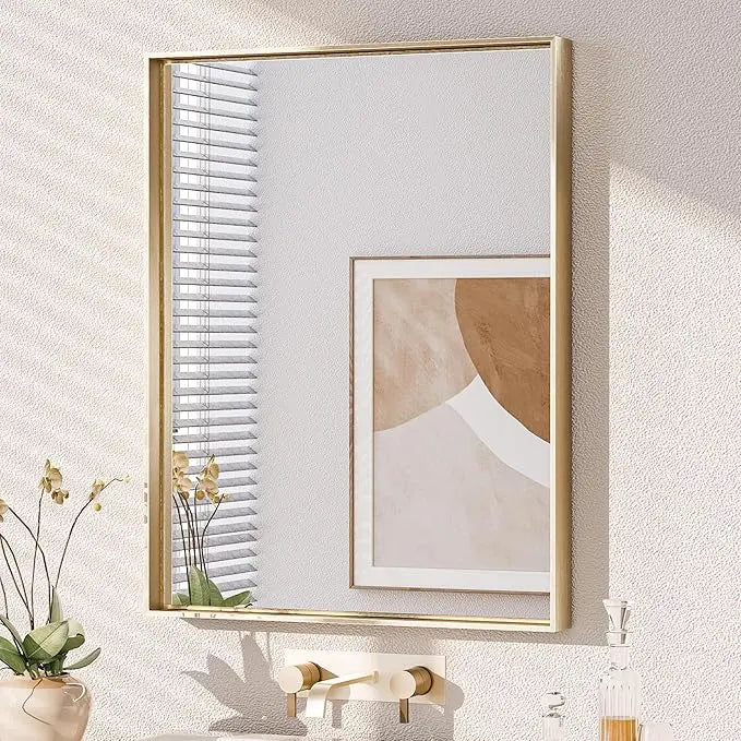 Framed Bathroom Vanity Mirror for Over Sink – Rectangular Metal Frame Vanity Mirror for Wall, Modern Farmhouse Style, Mount Horizontally or Vertically for Bathroom Decor