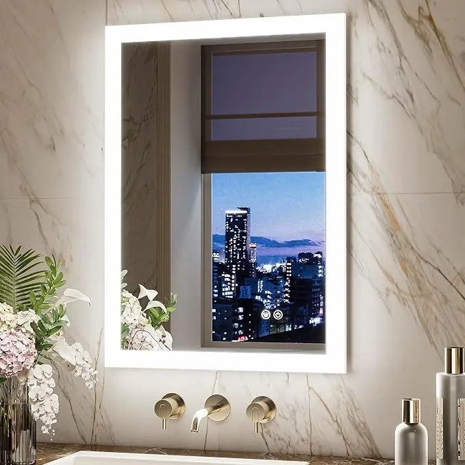 Frontlit Bathroom Vanity Mirror with Lights – Anti-Fog, Frontlit, Stepless Dimmable with 3 Color Modes (White/Warm/Natural), Wall-Mounted Design – Horizontal or Vertical Installation