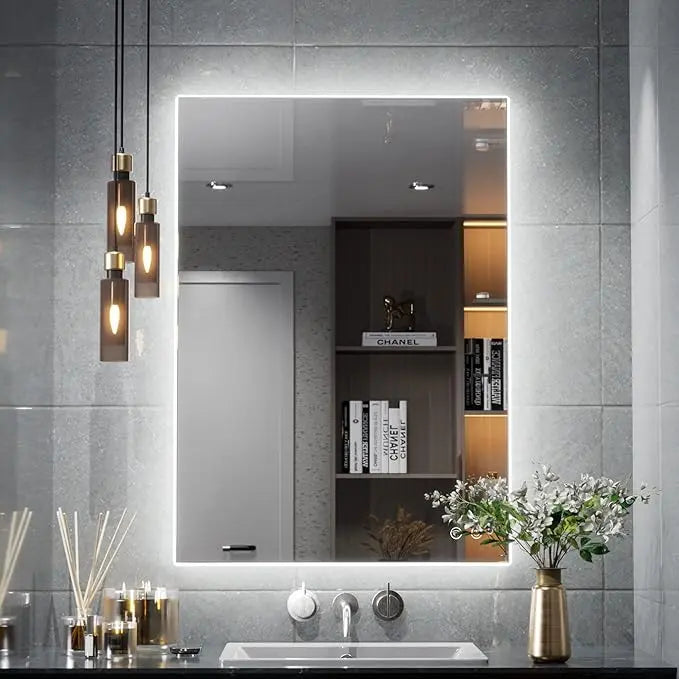 LED Backlit Bathroom Vanity Mirror with Lights – Dimmable, Anti-Fog, CRI90+, IP54 Waterproof, Wall Mounted Vanity Mirror with Touch Control, Horizontal or Vertical Installation