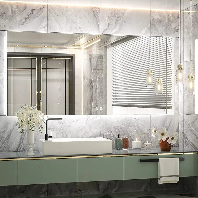 LED Backlit Bathroom Vanity Mirror with Lights – Dimmable, Anti-Fog, CRI90+, IP54 Waterproof, Wall Mounted Vanity Mirror with Touch Control, Horizontal or Vertical Installation