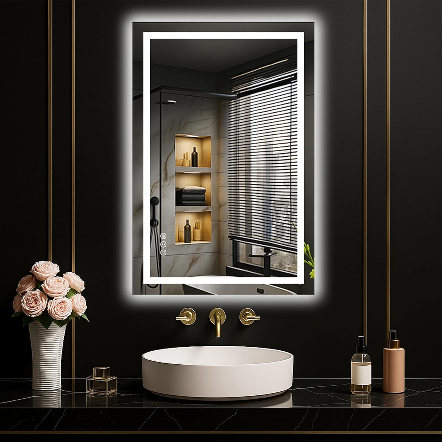 LED Mirror for Bathroom Vanity, Backlit + Front lit, LED Bathroom Mirror with Lights, Anti-Fog Backlit Mirrror with Tempered Glass, Waterproof, Memory Function, Shatterproof, UL Listed