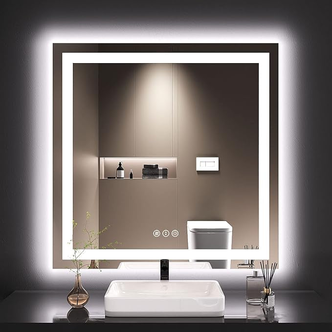 LED Mirror for Bathroom Vanity, Backlit + Front lit, LED Bathroom Mirror with Lights, Anti-Fog Backlit Mirrror with Tempered Glass, Waterproof, Memory Function, Shatterproof, UL Listed