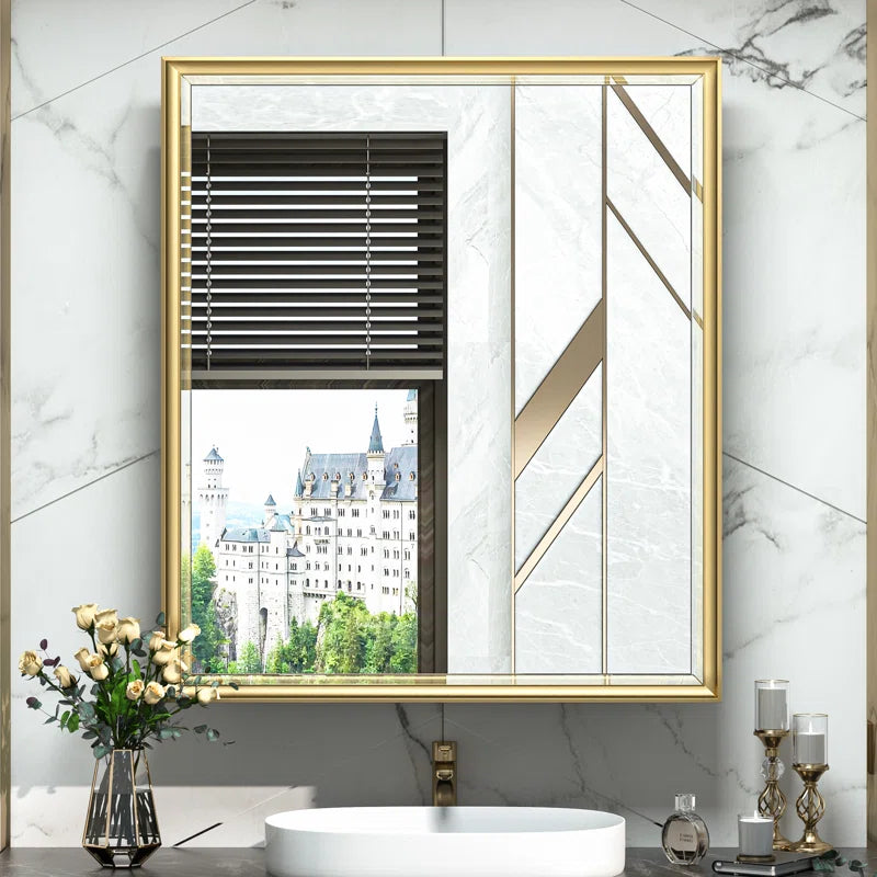 Wall Mounted Medicine Cabinet with Mirror – Aluminum Alloy Framed Bathroom Storage Cabinet with Beveled Mirrored Door, Modern Design for Vanity, Organized and Space-Saving Solution