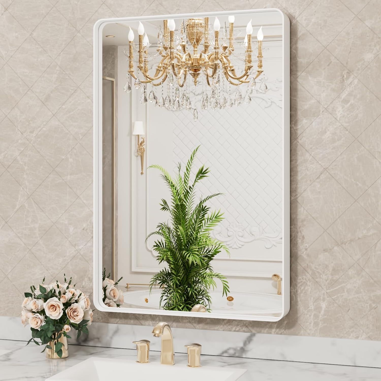 Bathroom Vanity Mirror – HD Tempered Glass Wall Mirror with Aluminum Frame, Horizontal or Vertical Mount, Modern Over Sink Mirror for Bathroom, Entryway, or Bedroom