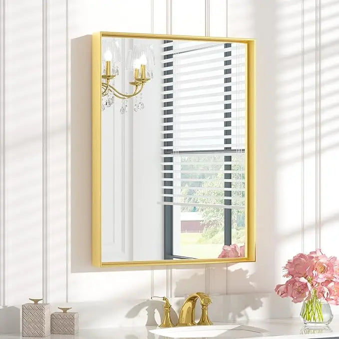 Framed Bathroom Vanity Mirror for Over Sink – Rectangular Metal Frame Vanity Mirror for Wall, Modern Farmhouse Style, Mount Horizontally or Vertically for Bathroom Decor
