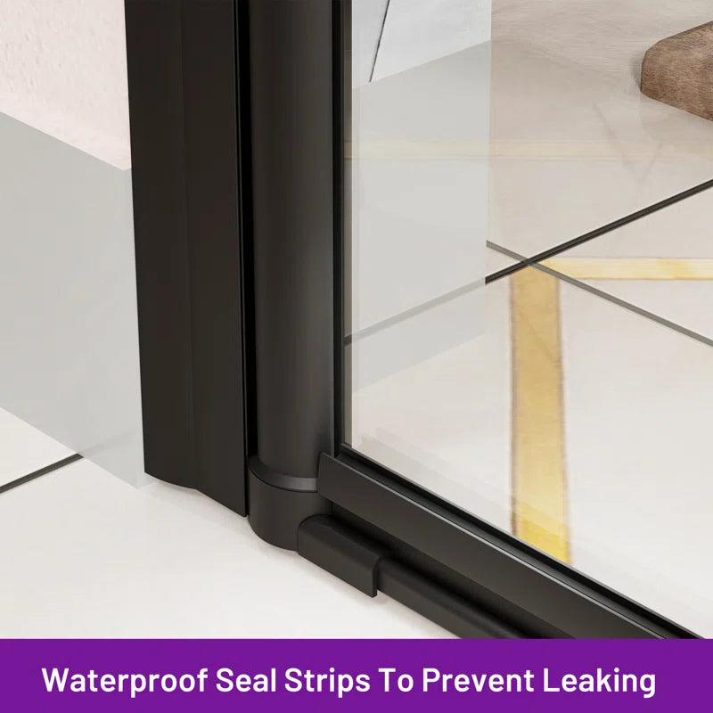 Pivot Frameless Glass Shower Door – Modern Clear Glass Bathroom Shower Entry with Reversible Opening, Sleek Handle, and Minimalist Style, Easy to Install and Space-Saving Design