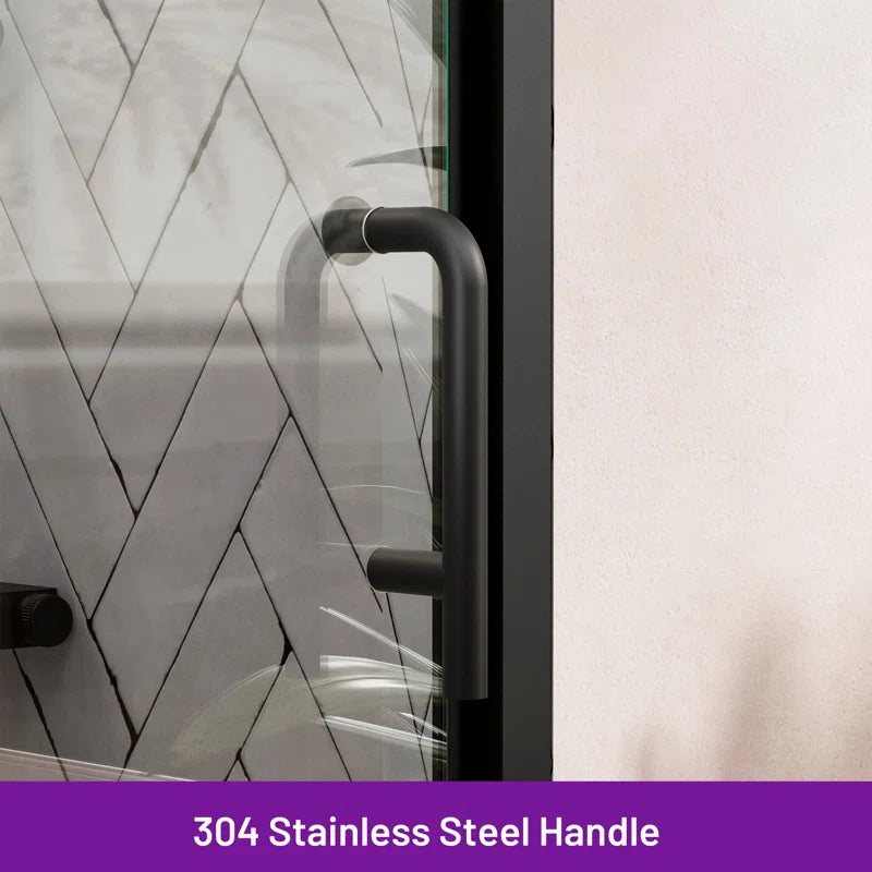 Pivot Frameless Glass Shower Door – Modern Clear Glass Bathroom Shower Entry with Reversible Opening, Sleek Handle, and Minimalist Style, Easy to Install and Space-Saving Design