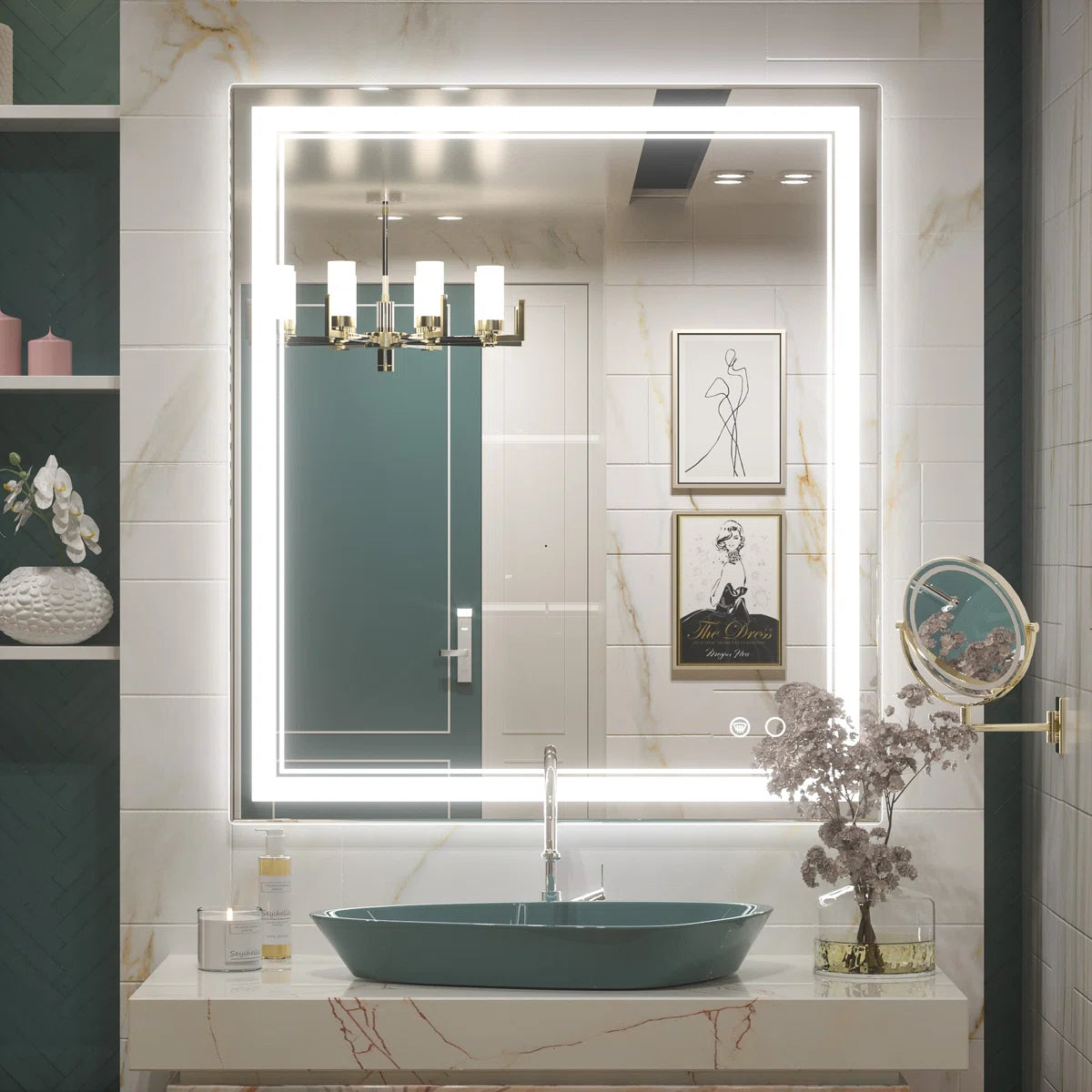 Rectangular Frameless LED Bathroom Vanity Mirror – Wall Mounted, Anti-Fog, Dimmable Bright Light with 3 Color Modes, Modern Lighted Mirror for Stylish and Functional Bathroom Decor