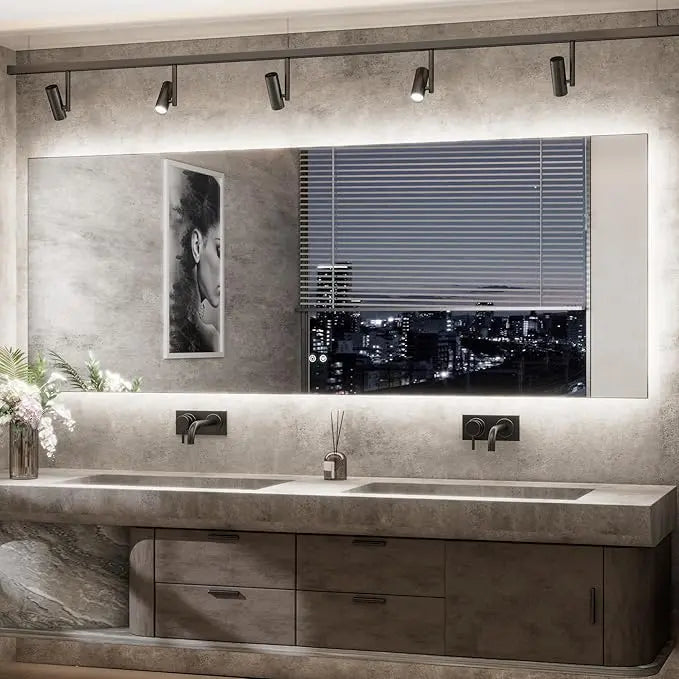 LED Backlit Bathroom Vanity Mirror with Lights – Dimmable, Anti-Fog, CRI90+, IP54 Waterproof, Wall Mounted Vanity Mirror with Touch Control, Horizontal or Vertical Installation