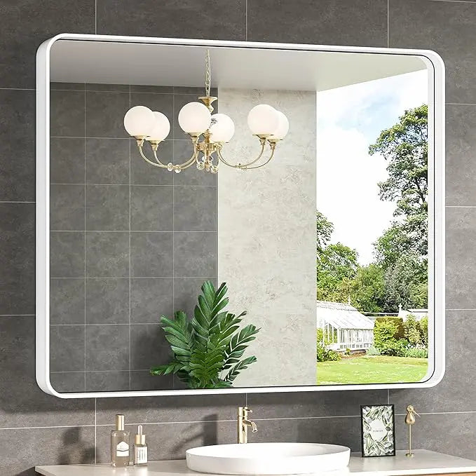 Bathroom Vanity Mirror – HD Tempered Glass Wall Mirror with Aluminum Frame, Horizontal or Vertical Mount, Modern Over Sink Mirror for Bathroom, Entryway, or Bedroom