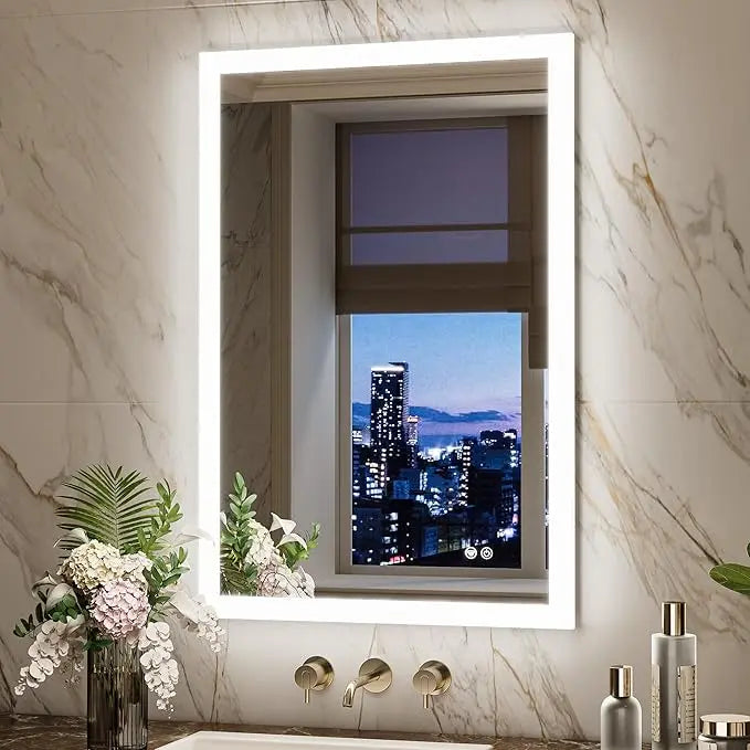 Frontlit Bathroom Vanity Mirror with Lights – Anti-Fog, Frontlit, Stepless Dimmable with 3 Color Modes (White/Warm/Natural), Wall-Mounted Design – Horizontal or Vertical Installation