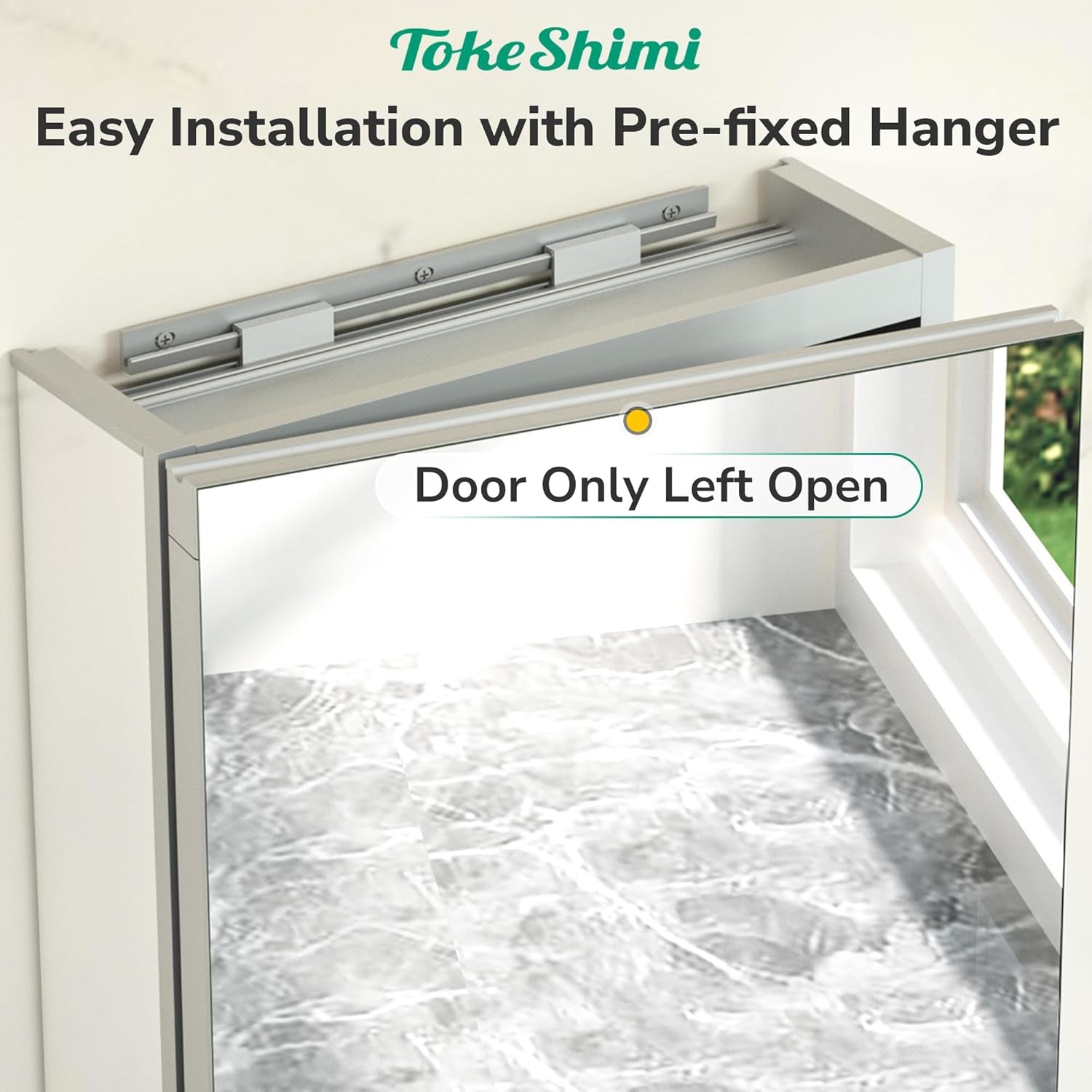 TokeShimi  Aluminum Medicine Cabinet with Mirror | Recessed or Surface Mount | Adjustable Tempered Glass Shelves | Modern Bathroom Storage Cabinet