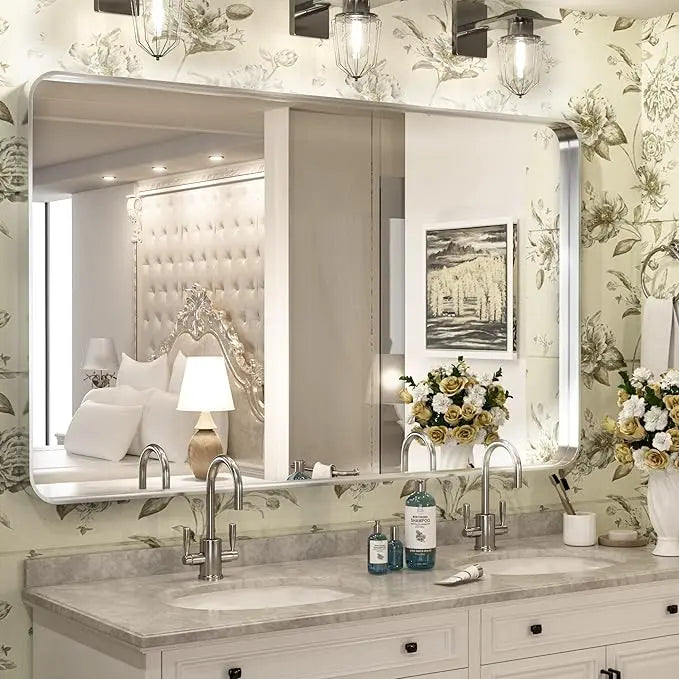 Bathroom Vanity Mirror – HD Tempered Glass Wall Mirror with Aluminum Frame, Horizontal or Vertical Mount, Modern Over Sink Mirror for Bathroom, Entryway, or Bedroom