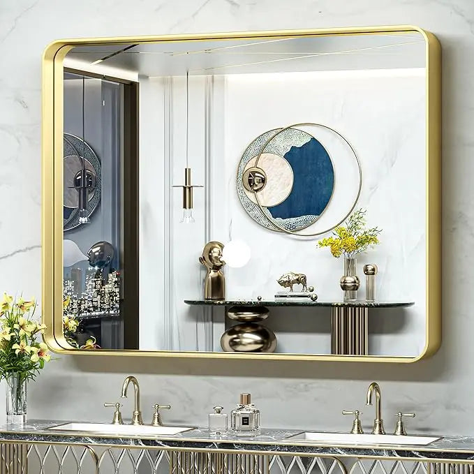 Bathroom Vanity Mirror – HD Tempered Glass Wall Mirror with Aluminum Frame, Horizontal or Vertical Mount, Modern Over Sink Mirror for Bathroom, Entryway, or Bedroom