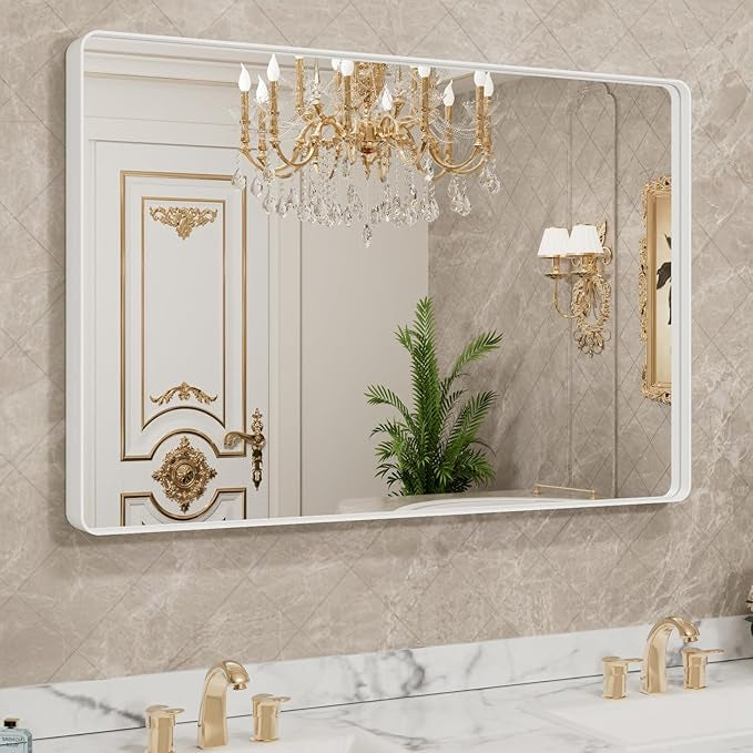 Bathroom Vanity Mirror – HD Tempered Glass Wall Mirror with Aluminum Frame, Horizontal or Vertical Mount, Modern Over Sink Mirror for Bathroom, Entryway, or Bedroom