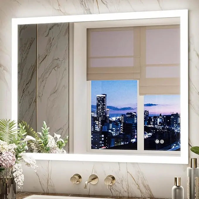 Frontlit Bathroom Vanity Mirror with Lights – Anti-Fog, Frontlit, Stepless Dimmable with 3 Color Modes (White/Warm/Natural), Wall-Mounted Design – Horizontal or Vertical Installation