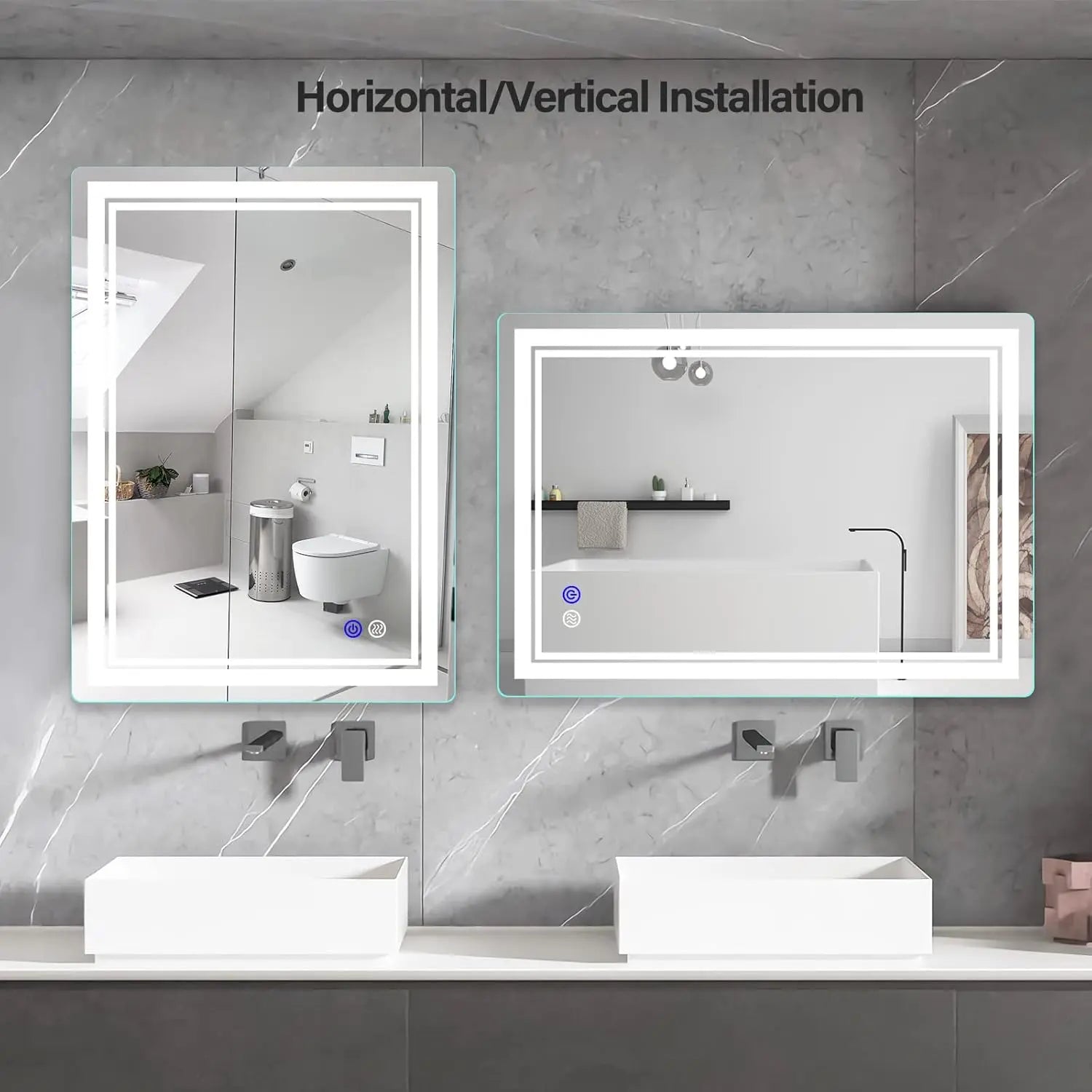 Rectangular Frameless LED Bathroom Vanity Mirror – Wall Mounted, Anti-Fog, Dimmable Bright Light with 3 Color Modes, Modern Lighted Mirror for Stylish and Functional Bathroom Decor