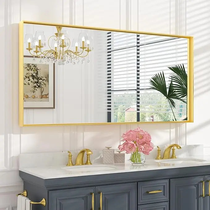 Framed Bathroom Vanity Mirror for Over Sink – Rectangular Metal Frame Vanity Mirror for Wall, Modern Farmhouse Style, Mount Horizontally or Vertically for Bathroom Decor