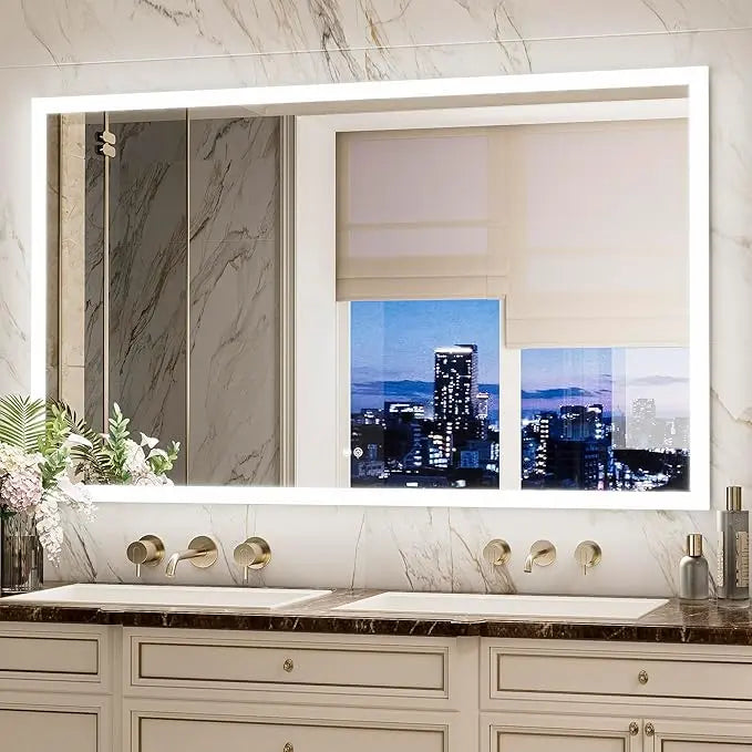 Frontlit Bathroom Vanity Mirror with Lights – Anti-Fog, Frontlit, Stepless Dimmable with 3 Color Modes (White/Warm/Natural), Wall-Mounted Design – Horizontal or Vertical Installation