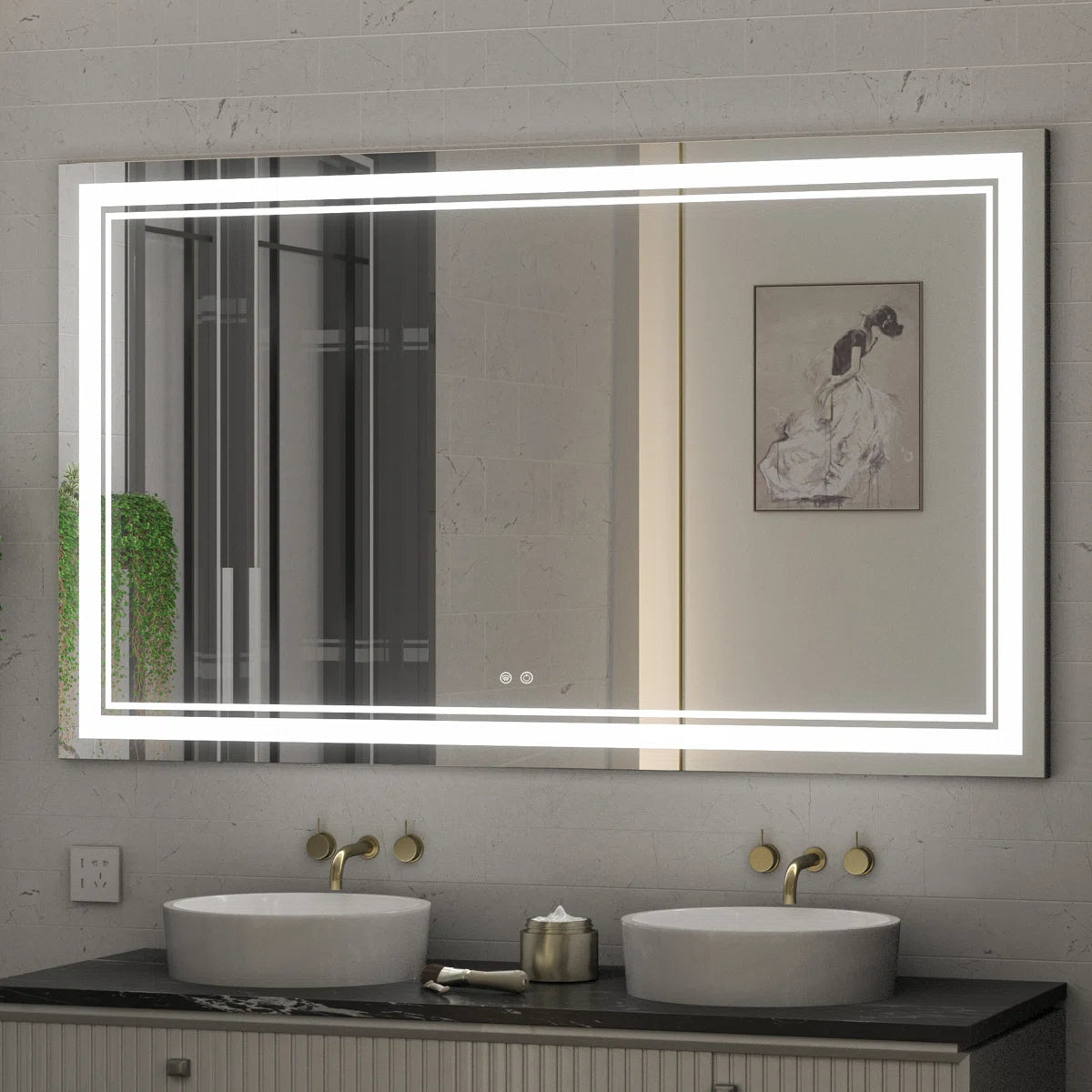 Rectangular Frameless LED Bathroom Vanity Mirror – Wall Mounted, Anti-Fog, Dimmable Bright Light with 3 Color Modes, Modern Lighted Mirror for Stylish and Functional Bathroom Decor