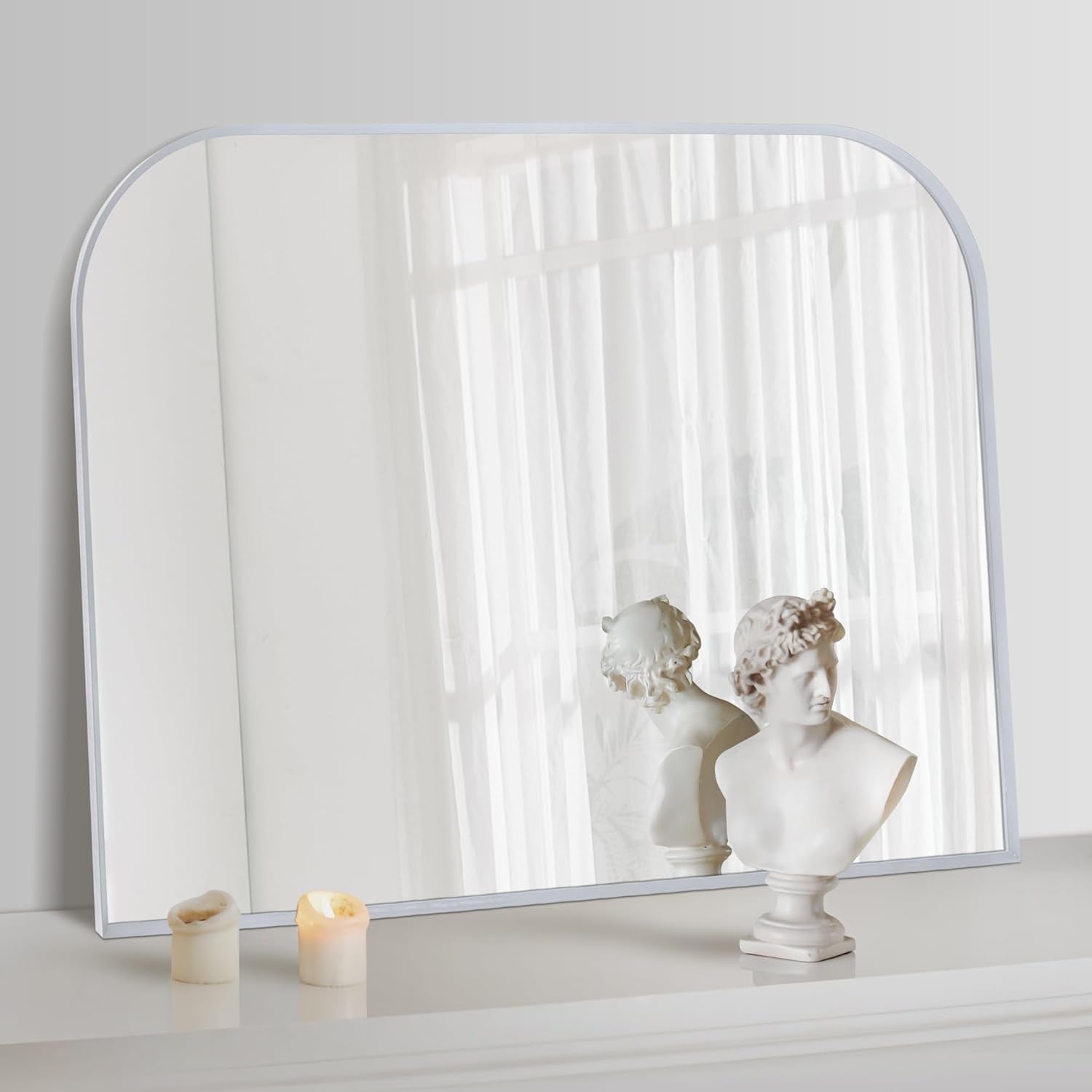 Arch Bathroom Vanity Mirror – Tempered Glass Wall Mirror for Bathroom, Bedroom, or Entryway, Modern Decorative Design with Durable Frame for Vertical Mounting