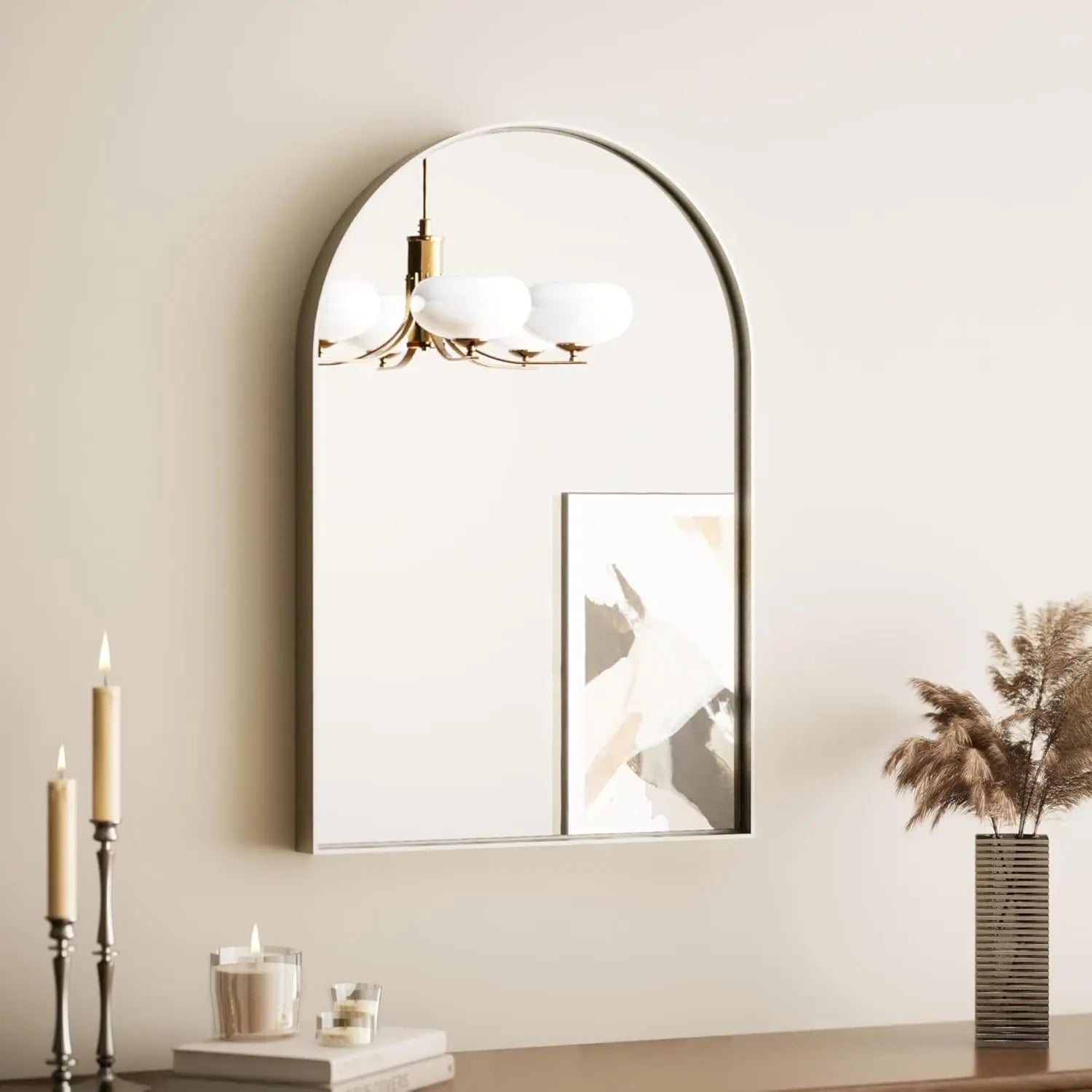 Arch Bathroom Vanity Mirror – Tempered Glass Wall Mirror for Bathroom, Bedroom, or Entryway, Modern Decorative Design with Durable Frame for Vertical Mounting