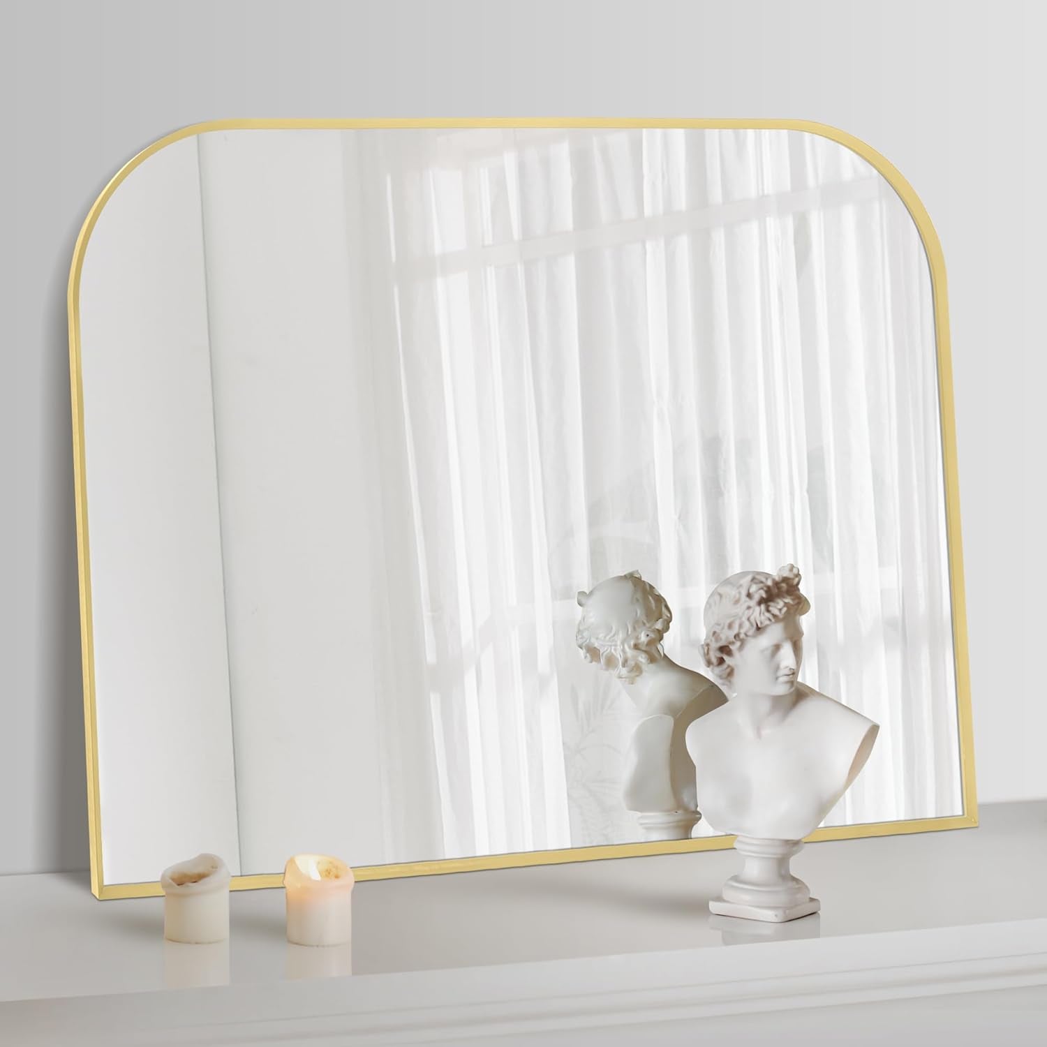 Arch Bathroom Vanity Mirror – Tempered Glass Wall Mirror for Bathroom, Bedroom, or Entryway, Modern Decorative Design with Durable Frame for Vertical Mounting