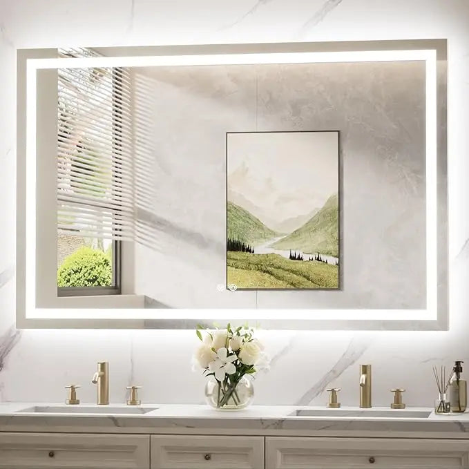 LED Mirror for Bathroom Vanity, Backlit + Front lit, LED Bathroom Mirror with Lights, Anti-Fog Backlit Mirrror with Tempered Glass, Waterproof, Memory Function, Shatterproof, UL Listed