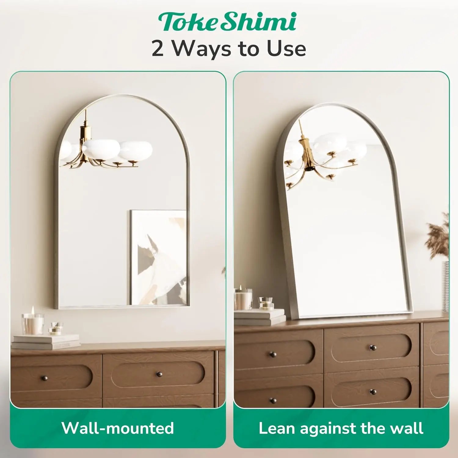 Arch Bathroom Vanity Mirror – Tempered Glass Wall Mirror for Bathroom, Bedroom, or Entryway, Modern Decorative Design with Durable Frame for Vertical Mounting