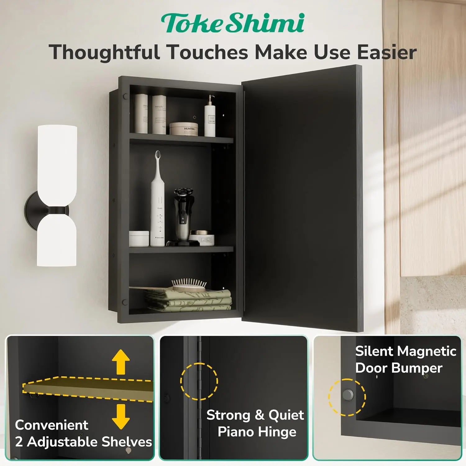 Wall Mounted Medicine Cabinet with Mirror – Aluminum Alloy Framed Bathroom Storage Cabinet with Beveled Mirrored Door, Modern Design for Vanity, Organized and Space-Saving Solution