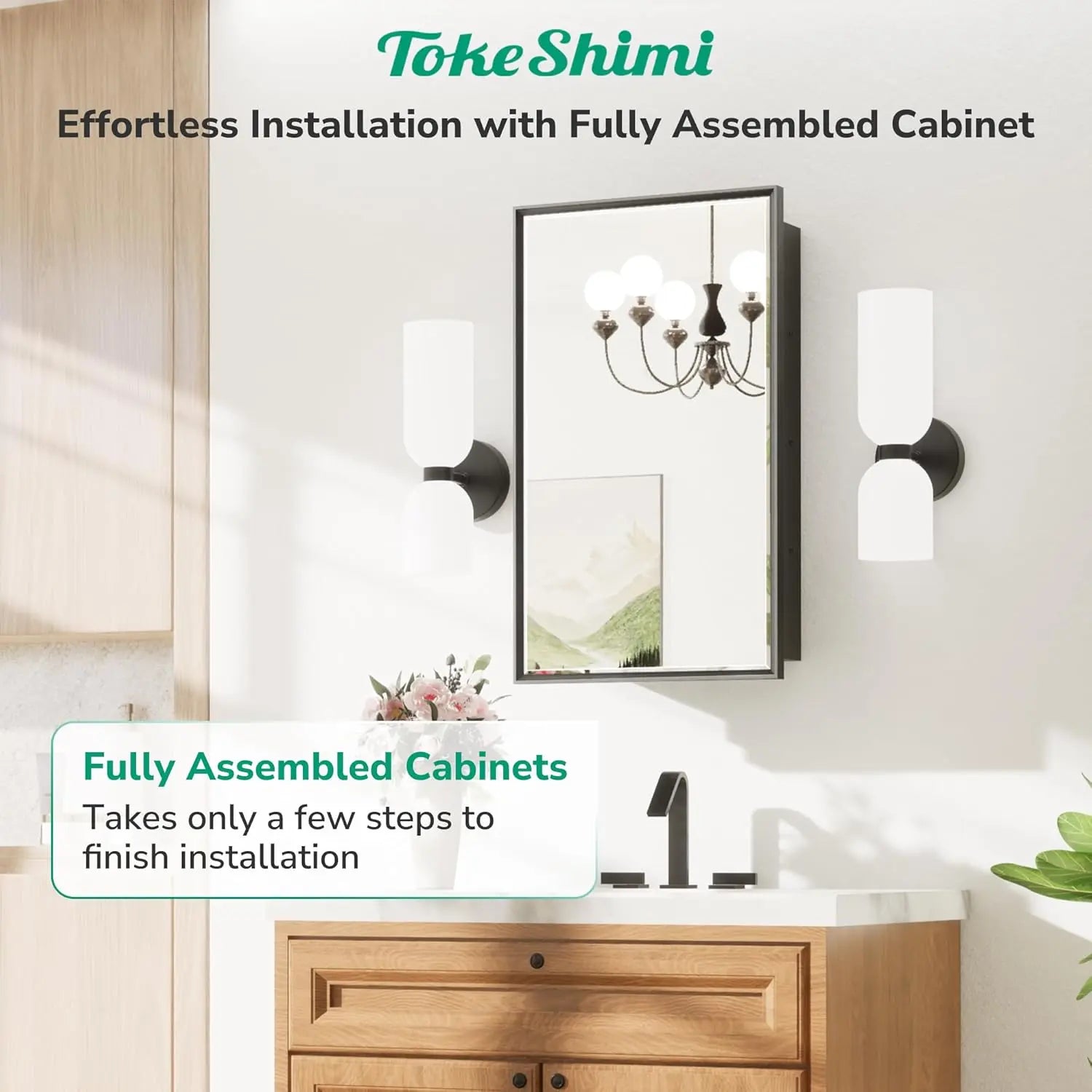 Wall Mounted Medicine Cabinet with Mirror – Aluminum Alloy Framed Bathroom Storage Cabinet with Beveled Mirrored Door, Modern Design for Vanity, Organized and Space-Saving Solution