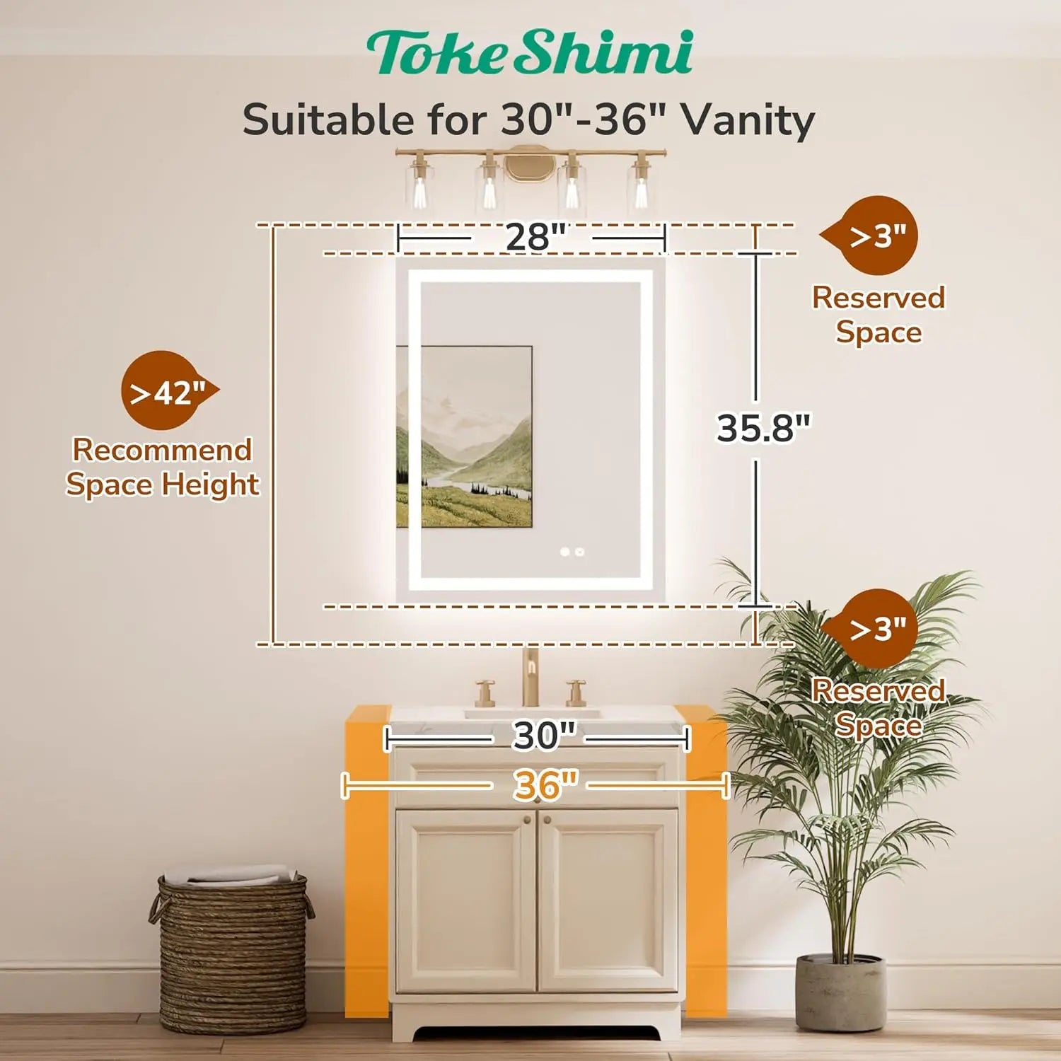 LED Mirror for Bathroom Vanity, Backlit + Front lit, LED Bathroom Mirror with Lights, Anti-Fog Backlit Mirrror with Tempered Glass, Waterproof, Memory Function, Shatterproof, UL Listed