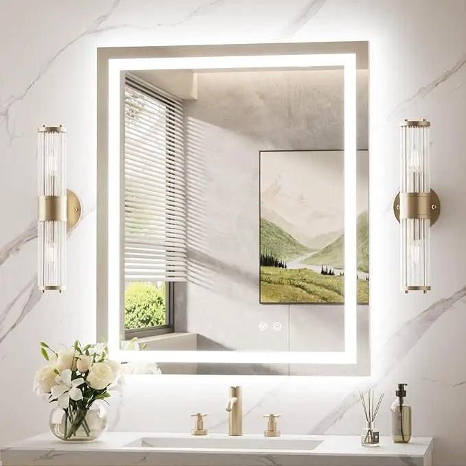 LED Mirror for Bathroom Vanity, Backlit + Front lit, LED Bathroom Mirror with Lights, Anti-Fog Backlit Mirrror with Tempered Glass, Waterproof, Memory Function, Shatterproof, UL Listed