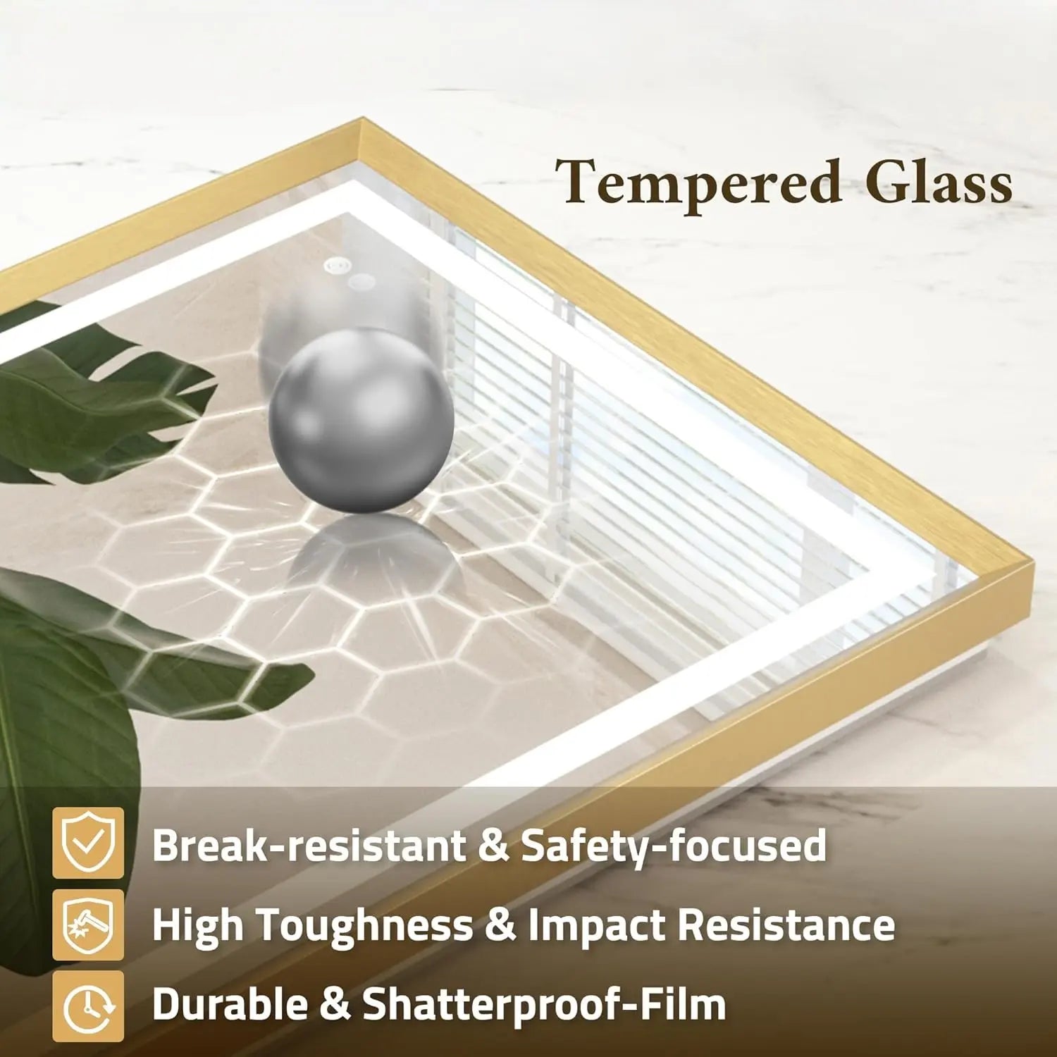 Bathroom Vanity LED Mirror  Frame Frontlit & Backlit Vanity Mirror Anti-Fog Stepless Dimmable 3 Colors White/Warm/Natural Mirror with Lights Wall-Mounted