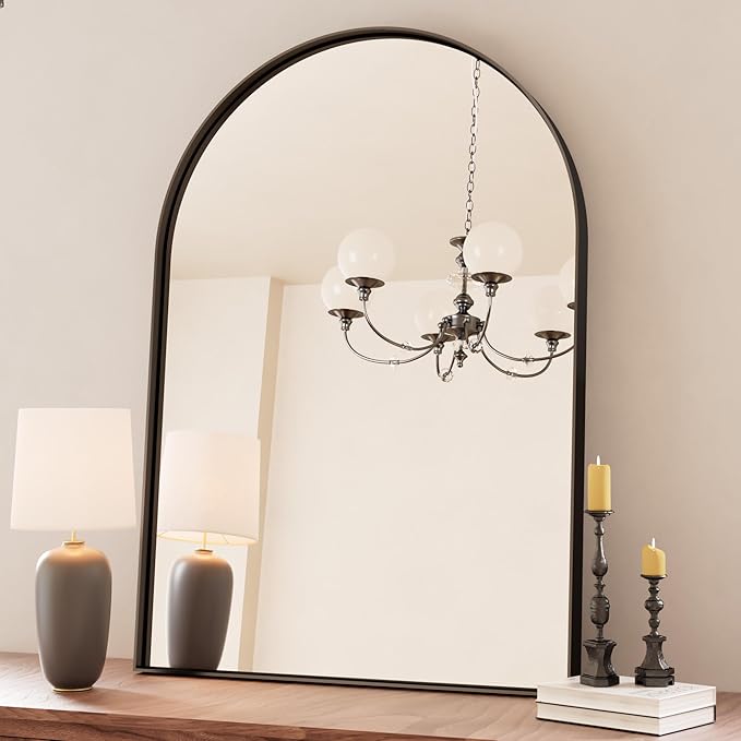 Arch Bathroom Vanity Mirror – Tempered Glass Wall Mirror for Bathroom, Bedroom, or Entryway, Modern Decorative Design with Durable Frame for Vertical Mounting