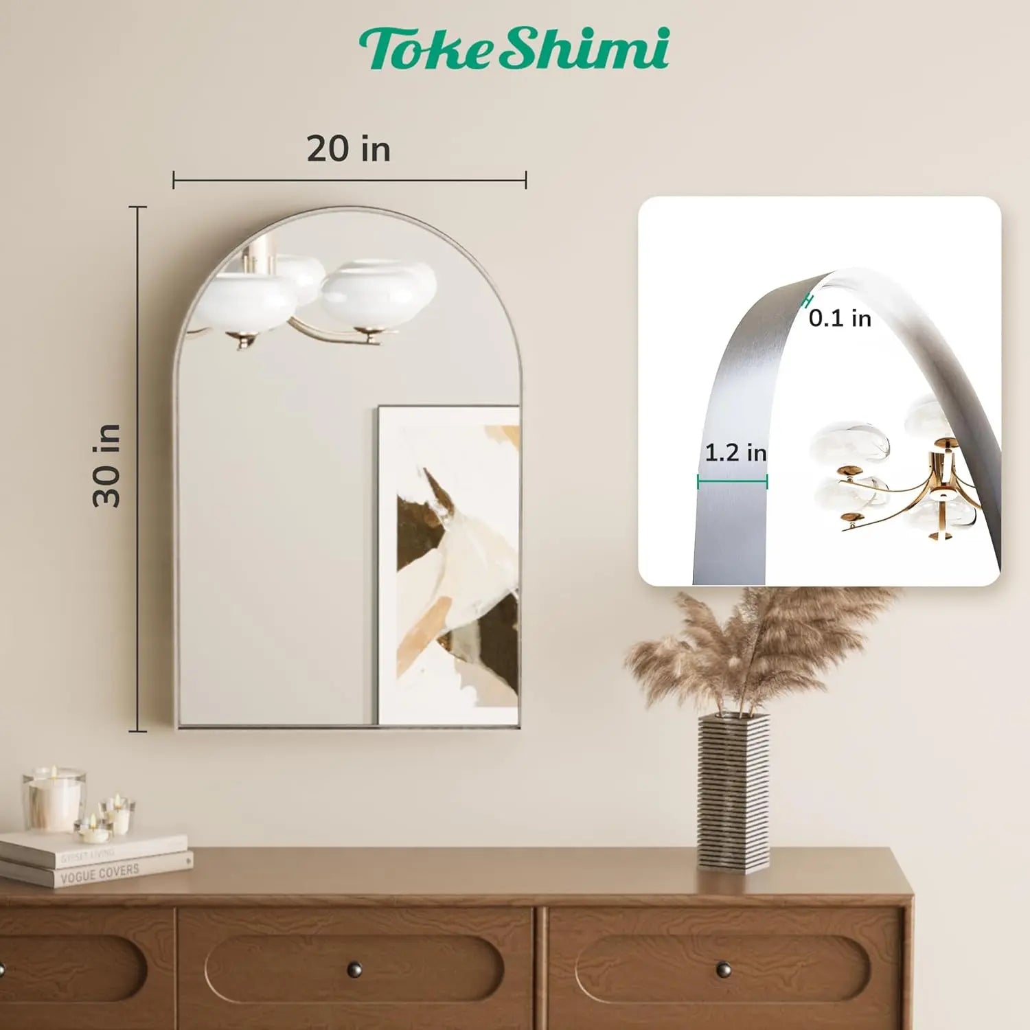 Arch Bathroom Vanity Mirror – Tempered Glass Wall Mirror for Bathroom, Bedroom, or Entryway, Modern Decorative Design with Durable Frame for Vertical Mounting