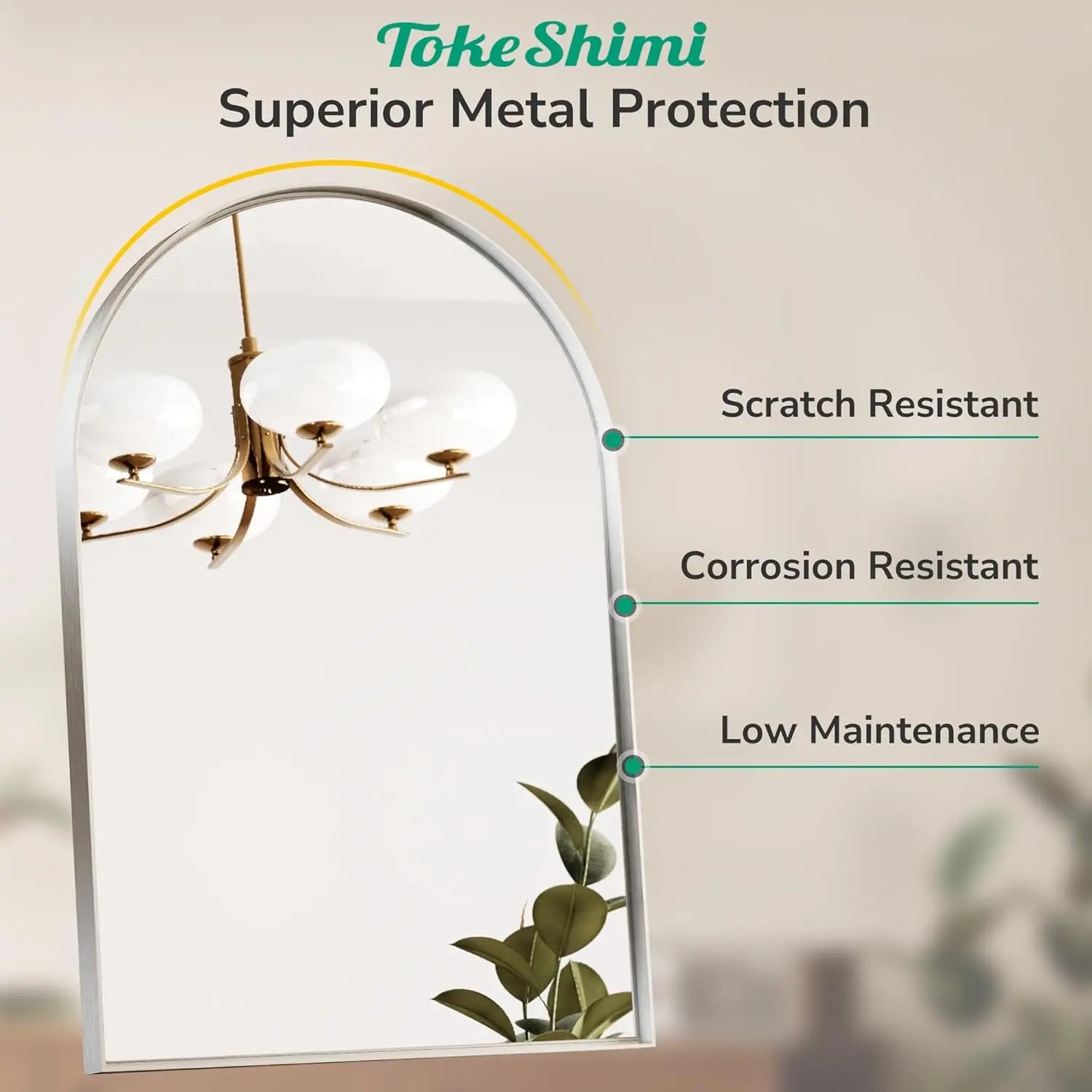 Arch Bathroom Vanity Mirror – Tempered Glass Wall Mirror for Bathroom, Bedroom, or Entryway, Modern Decorative Design with Durable Frame for Vertical Mounting