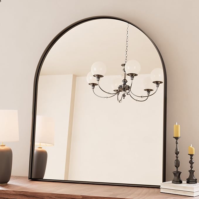 Arch Bathroom Vanity Mirror – Tempered Glass Wall Mirror for Bathroom, Bedroom, or Entryway, Modern Decorative Design with Durable Frame for Vertical Mounting