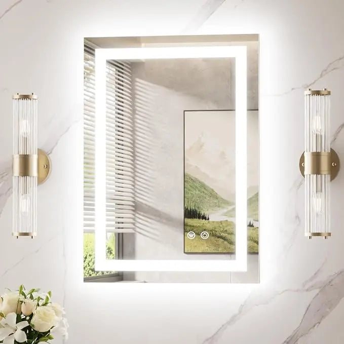 LED Mirror for Bathroom Vanity, Backlit + Front lit, LED Bathroom Mirror with Lights, Anti-Fog Backlit Mirrror with Tempered Glass, Waterproof, Memory Function, Shatterproof, UL Listed