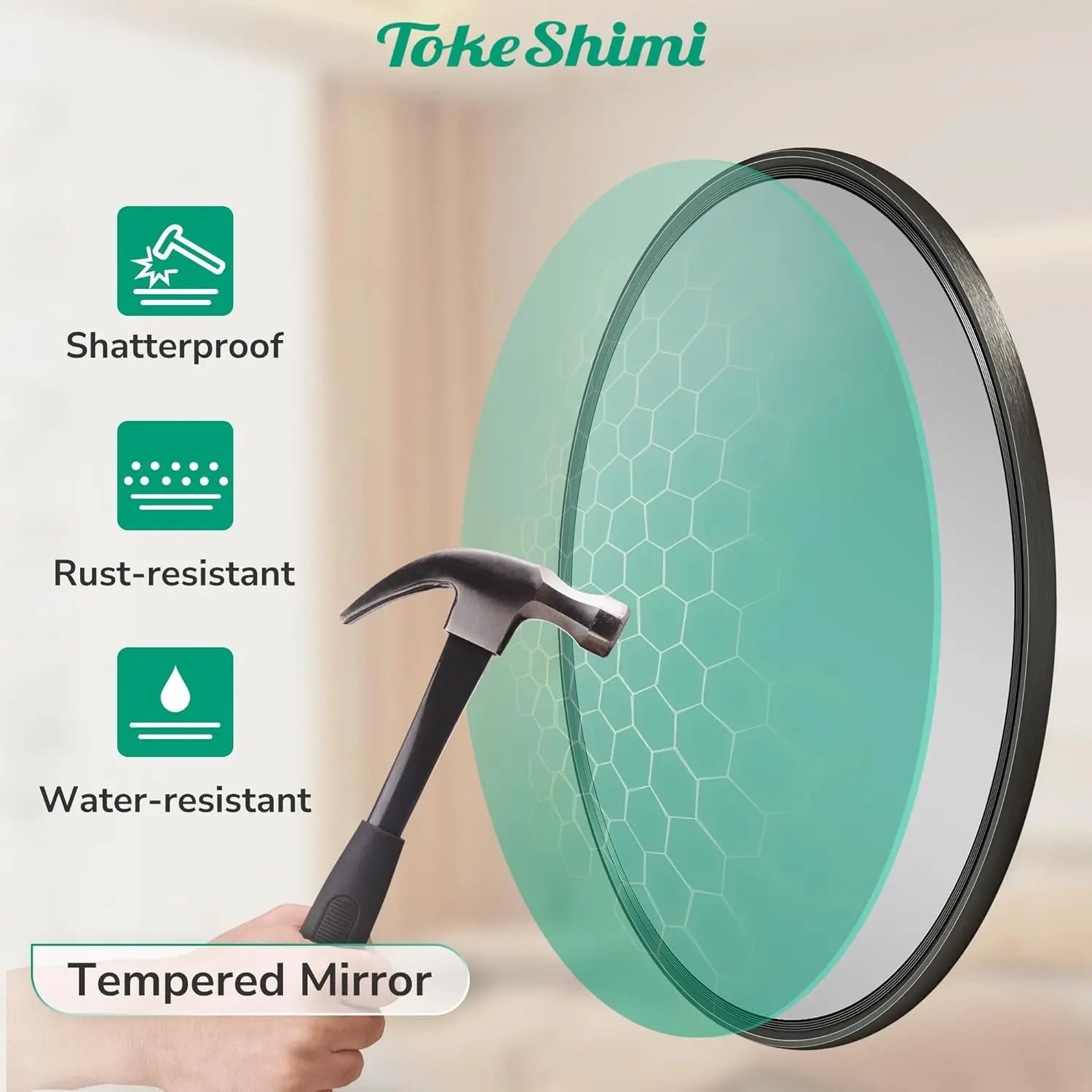 Round Bathroom Vanity Framed Mirror, Modern Circle Wall Mirror Farmhouse Aluminum, Shatterproof Round Bathroom Vanity Mirrored for Restroom, Bedroom, Entryway, Living Room