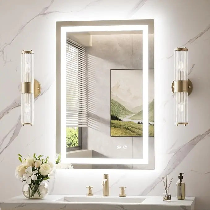 LED Mirror for Bathroom Vanity, Backlit + Front lit, LED Bathroom Mirror with Lights, Anti-Fog Backlit Mirrror with Tempered Glass, Waterproof, Memory Function, Shatterproof, UL Listed