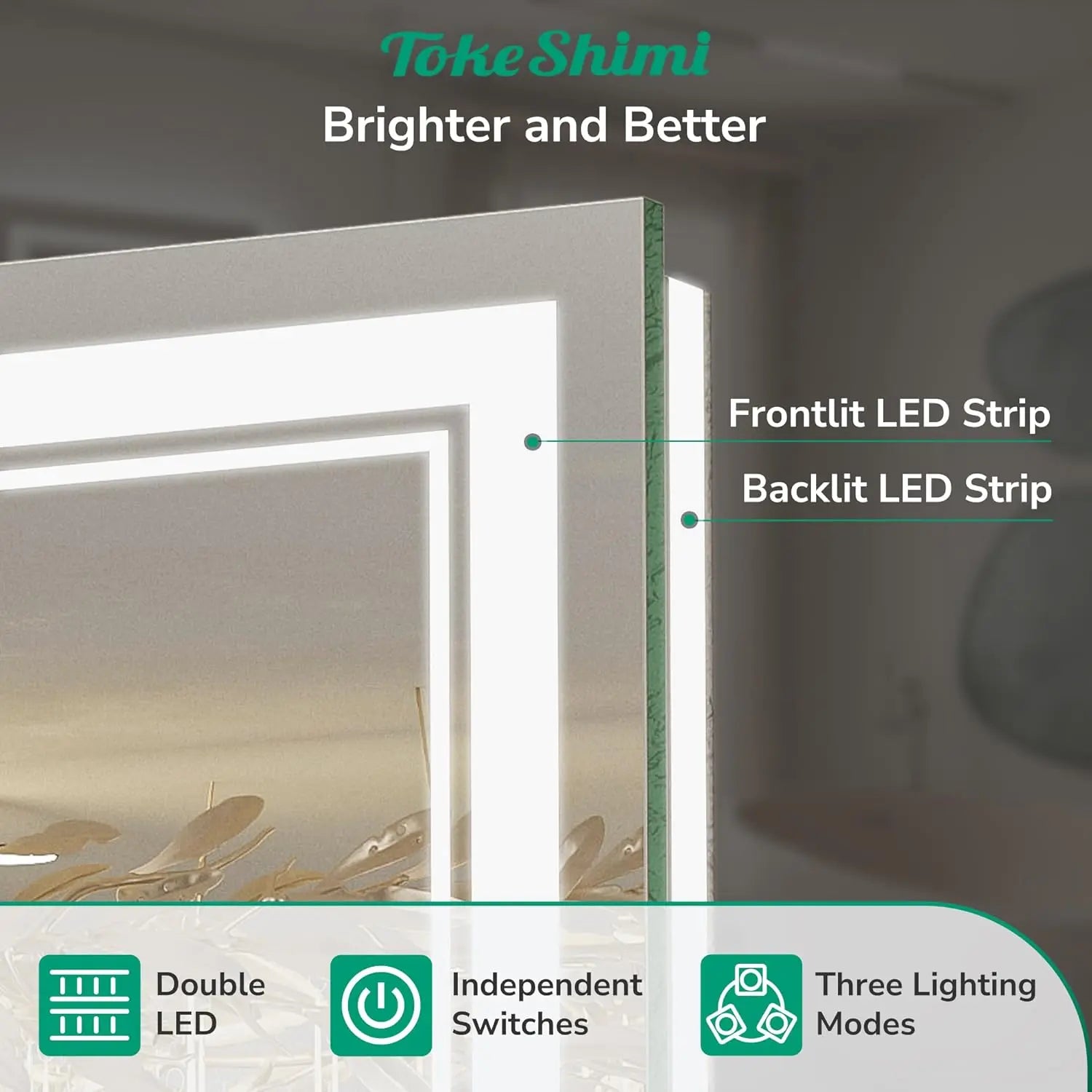 LED Bathroom Vanity Mirror with Lights Frontlit and Backlit Vanity Mirror Anti-Fog Wall Mounted Lighted Bathroom Mirror Dimmable Makeup Mirror with Memory Function(Horizontal&Vertical)